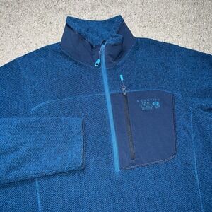 Mountain Hardwear Toasty Twill Fleece 1/2-Zip Jacket Mens M Blue Pullover Mock